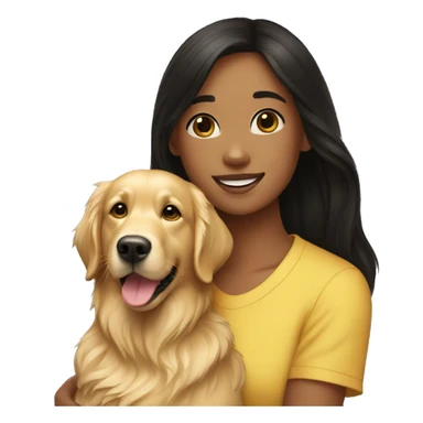 Golden retriever with a black haired teen girl sticker