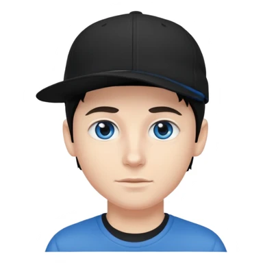 Menino branco de cabelo escuro, boné preto, olhos azuis sticker