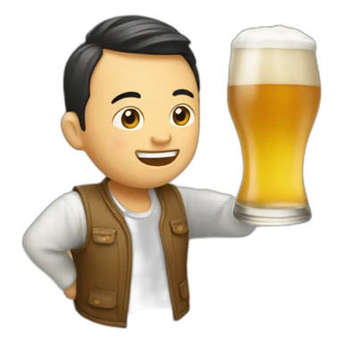 chinois qui boit de la biere sticker