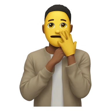 yellow normal emoji face covering his face with his hand  sticker