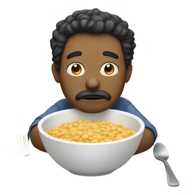 Sad person eating cereal sticker