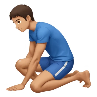 brunette man on hands and knees from the side eith both knees on the floor sticker