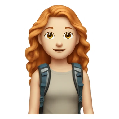 Ginger girl with volume straight hair and blue eyes on a summer hike in mountains  sticker