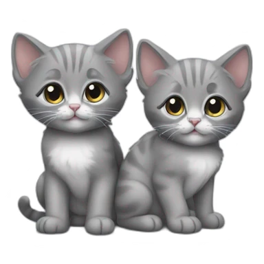 two full gray kittens  sticker