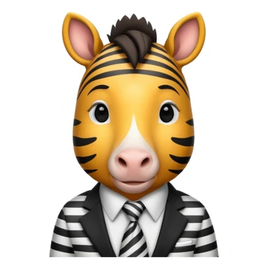 zebra with tie sticker