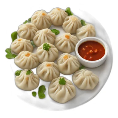 Plate of momos with chutney  sticker