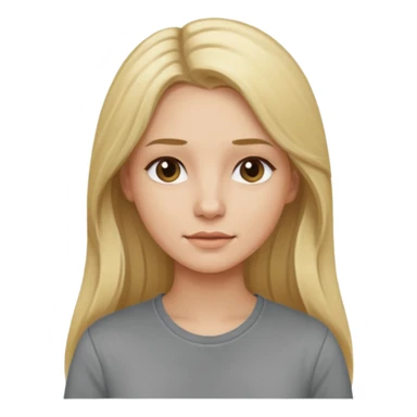woman with long blonde hair, wear grey shirt sticker