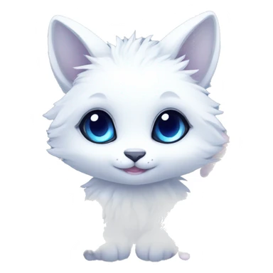 Anthro Edgy Cute Cool Kawaii gorgeous sparkly ethereal white fantasy animal creature with blue eyes furry sona with flowers and butterflies beautiful aesthetic sticker
