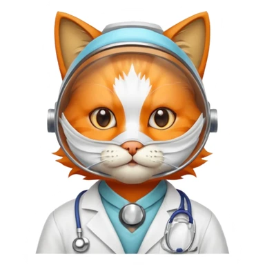 doctor cat, dust mask sticker