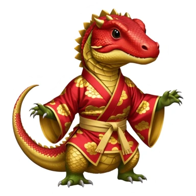 komodo dragon wearing a kimono sticker