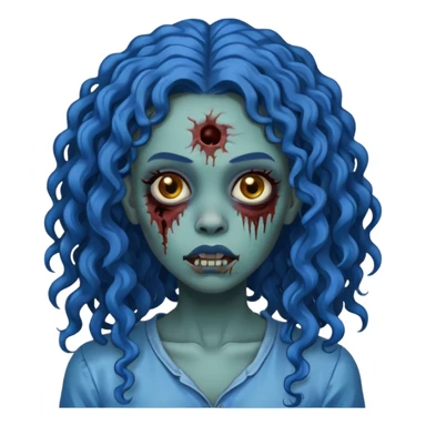 🧟‍♀️ faca uma mulher negra zumbi de cabelo cacheado azuis e longos sticker