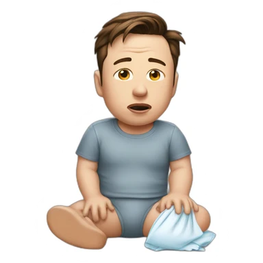 Crying-Elon-Musk-wears-a-poop-diaper sticker