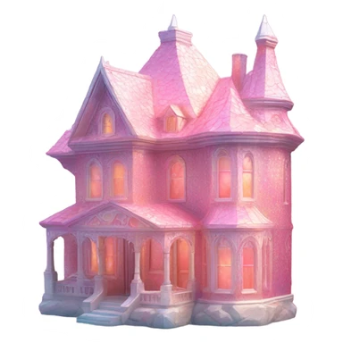 Pink opal house with glitter  sticker