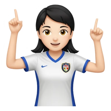black-haired soccer girl, celebrating a goal sticker