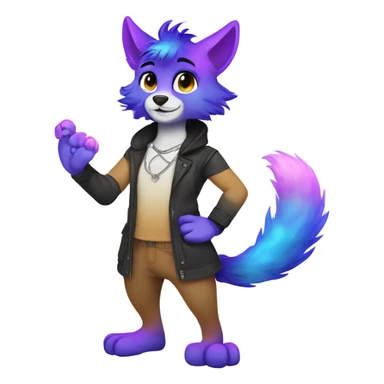 gradient-Sparkle-nebula-fursona anthropomorphic furry full body sticker