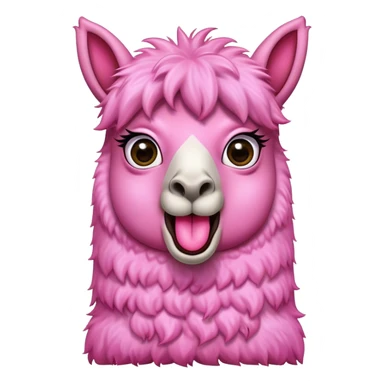a pink llama with a surprising face, wide eyes, long tongue  sticker