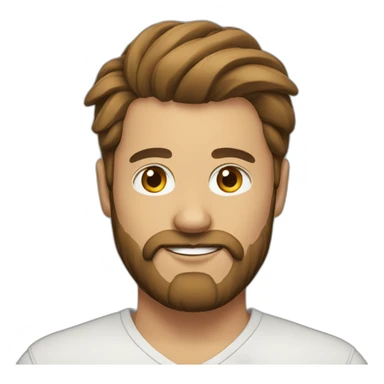 Man with bun and beard with brown hair sticker