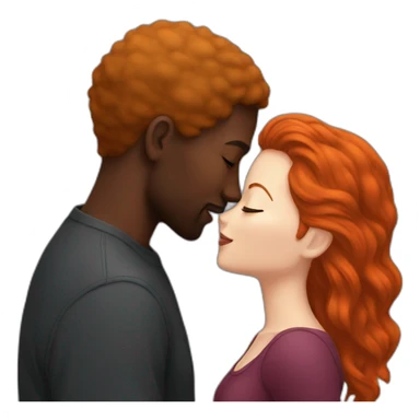 black man and a redhead kissing sticker
