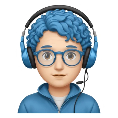 headphone and spectacles, curly blue sticker