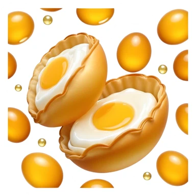3D rendered authentic Hong Kong egg puffs (港式鸡蛋仔) with honey drizzle, golden color with shiny honey, hyper-realistic egg-shaped bubbles, glossy candy-like finish, detailed texture sticker