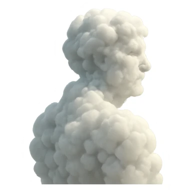 person made entirely of voluminous clouds, shoulder view, looking straight sticker