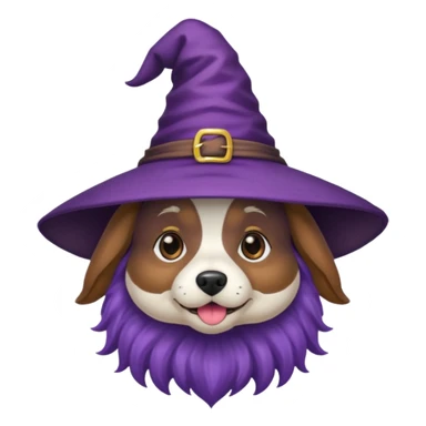 dog wear purple wicth hat sticker