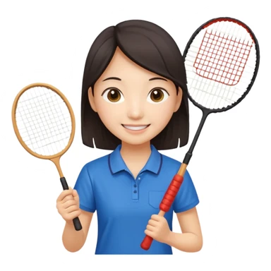 ancient hanbook girl with badminton racket sticker