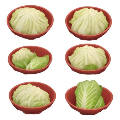Kimchi: a small bowl with red, spicy Napa cabbage sticker
