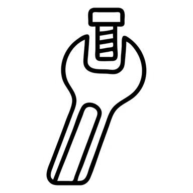 a wrench tightening a bolt, bold outlined icon style, minimal color, simple shapes, suitable for app icon sticker