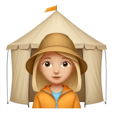 Seven-year-old White girl on a trip under a tent sticker