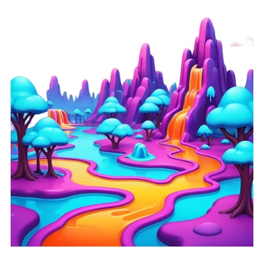 melting neon colors surreal park landscape sticker