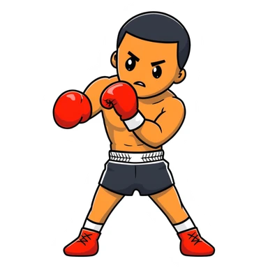 Young Black boxer, 19 years old, in boxing pose with gloves sticker