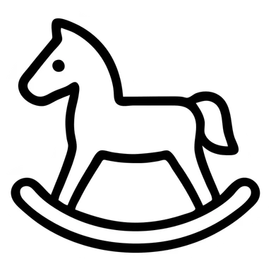 rocking horse, simple icon style, minimal details, clear silhouette, suitable for app icon sticker
