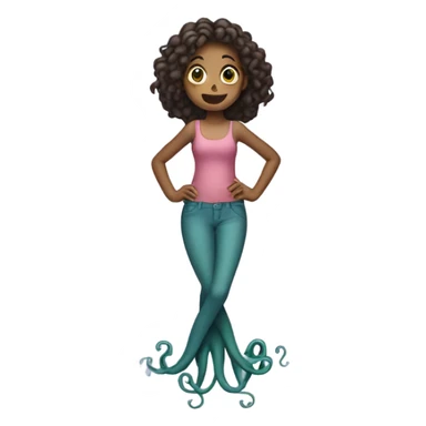Girl with wavy octopus legs sticker
