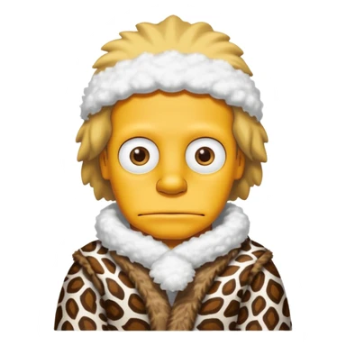 a simpson wearing ancient animal skin cloth with snow, half body, icon sticker