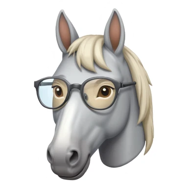 grey horse head with glasses sticker
