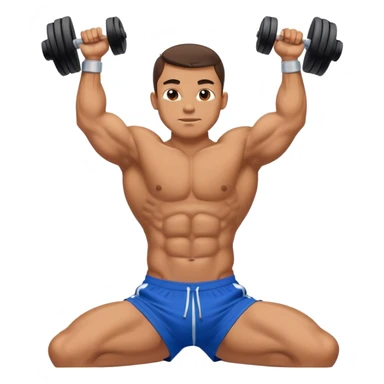bodybuilder in blue shorts doing sit-ups sticker