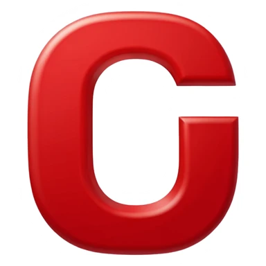 A bold white capital letter C inside a red rounded square, flat emoji design, shiny light reflection, in the same style as the 🅱️ emoji, transparent background, the letter C is large and centered sticker