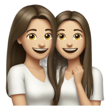 2 white brunette girls laughing together having fun sticker