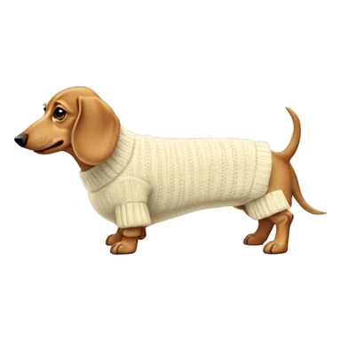 cream dachshund in sweater full body sticker