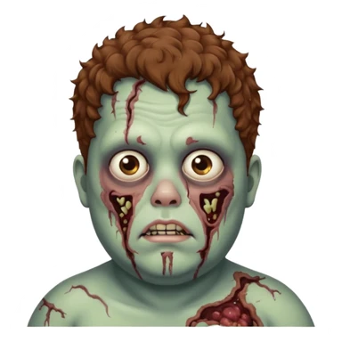 a zombie boy with brown curly hair and a fat double chin sticker