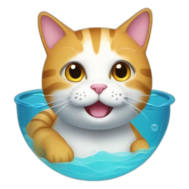 a swimming cat sticker