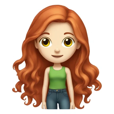 girl, red long hair,  pale-skin,green-eyes sticker