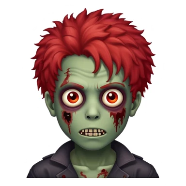 Boy zombie with kinky hair red sticker