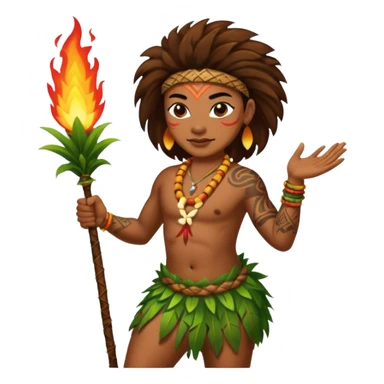 hawaiian fire dancer with tattoos sticker