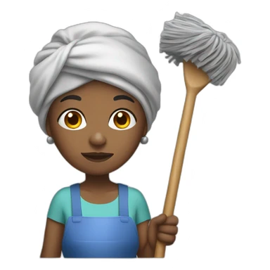 black old woman with head wrap holding a bucket and mop sticker