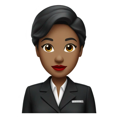 Black flight attendant uniform Asian red lips  sticker