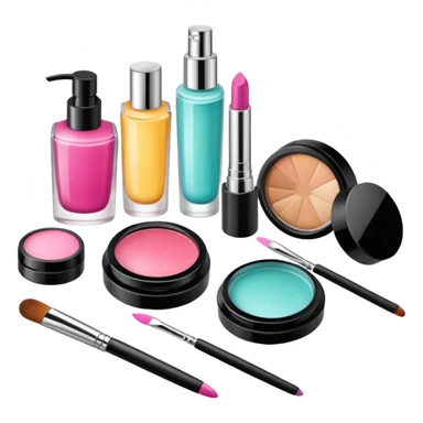 Productos de skincare aesthetic y maquillaje muchos productos en una mesa sticker