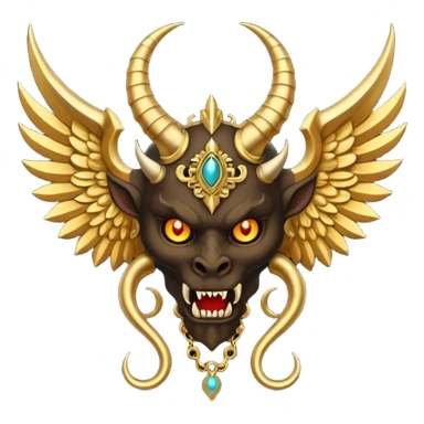 holy emblem with black wings with horn demon sticker