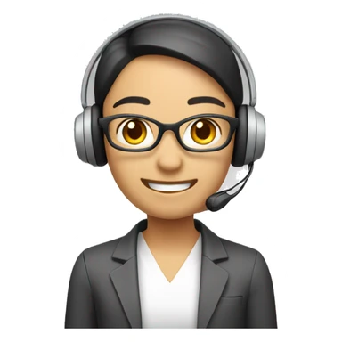 customer service agent with headset,mal asian, smiling, kind sticker